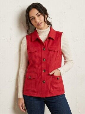 NEW Alegra K Red Faux‎ Suede Vest Small
